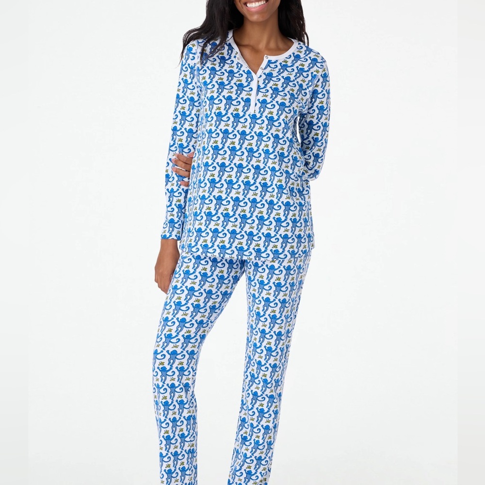 Roller Rabbit Blue and White Pajama Set